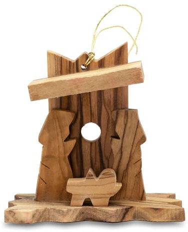 Presepe artigianale in legno di ulivo ornamenti natalizi di Betlemme, 7 cm
