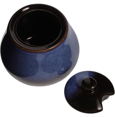 Didiseaon Vinegar Pot Containers for Food Candy Jar Porcelain Grease Container Ceramic Salt Cellar Sugar Bowl Scoop Lovely Seasoning Container Salt Bowl Ceramics Condiment Bottles with Cover