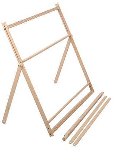 HOHXFYP Webstuhl mit Ständer, Handstrick Webmaschinen Set Aus Holz mit Verstellbarer Halterung, DIY Webrahmen Webstuhl Werkzeug für Wandteppich, Wollstricken, 88,9 X 86,4 Cm