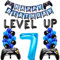 7 Geburtstag Junge Deko, Videospiel Luftballon 7. Geburtstag Blau, Gamer Geburtstagsdeko 7 jahre Junge, Schwarz Blau Ballons Zahl 7 Folienballon für Kinder Jungen Party Dekoration