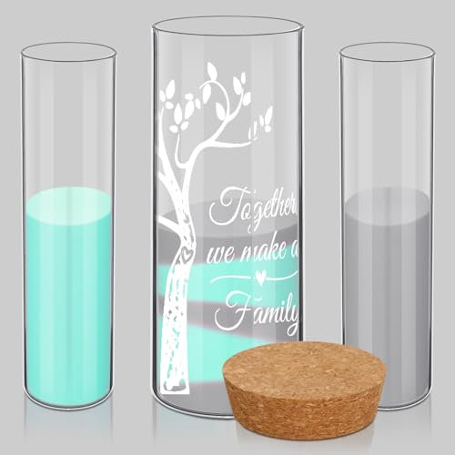 Irenare Unity Sand für Hochzeitszeremonie-Set, inklusive Vase, Sand, Korkstopfen für Hochzeiten, Verlobungen, Jubiläen (Grau und Blau, Baum)