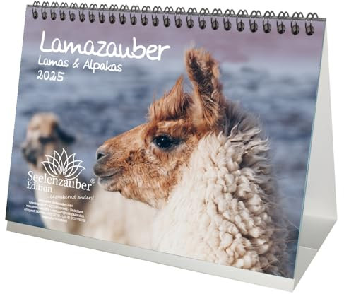 Lamazauber DIN A5 Tischkalender für 2025 Lama Alpaka - Seelenzauber