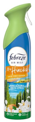 Febreze Air Freshener Spray Mrs Hinch's Vacay Vibes Ltd Edition Orange Blossom & Coastal Cypress 185ML, Fights Odours In Any Room In Your Home & 100% Natural Propellant