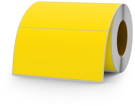 YIKIADA 500 Stück Gelb Etiketten 50 × 100 mm Selbstklebend Vinyl Klebeetiketten zum Beschriften Wasserfest Aufkleber Rolle für Umzug Tafel Marmelade