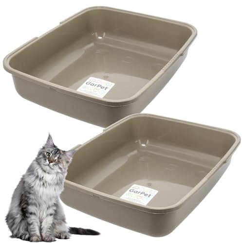 2er Set Katzenklo XL Katzentoilette offen ohne Deckel Katzen Schalentoilette Klo Toilette Zubehör Doppelpack Sparpaket Katzentoiletten