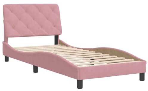 vidaXL Bettgestell, Bett ohne Matratze, Bettrahmen mit Lattenrost für Schlafzimmer, Schlafzimmerbett EinzelBettgestell Rosa 90x200cm Samt