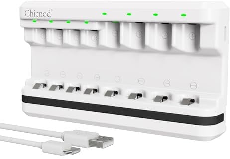 Rechargeable Battery Charger-Muti-Function Battery Fast Charger,1.5V/ 1.2V 8 Bay Battery Charger-AA/AAA Lithium Ni-mH Rechargeable Battery Charger Independent Slot Battery Slot White (RM-93)