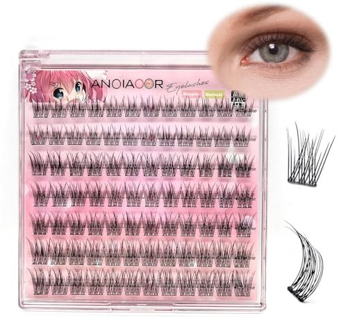 Self Adhesive Eyelashes No Glue Natural Fake Lashes Wispy Individual Lashes DIY Manga Lashes Clusters Extension Mix 10-12-14MM Reusable False Eyelashes No Sticky Residue Self Application at Home