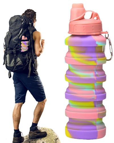 Bouteille d'eau pliante – Tasse à eau pliable en silicone de 700 ml, tasse à eau flexible réutilisable | Bouteille d'eau de sport pliable avec mousqueton, bouteille de voyage pour le sport, la salle d