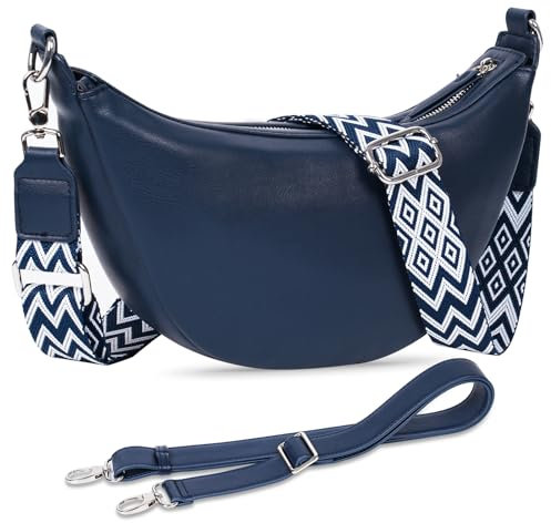 TIAASTAP Crossbody Bag Damen Moonbag Handtasche Umhängetasche klein Bauchtasche Schultertasche Crossbag Herren Damen Brusttasche mit 2 Breiter Gurt