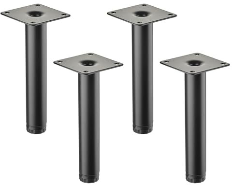 4 pièces SOTECH Pieds de meuble LIMA Hauteur 150 mm, Ø 25 mm Réglable en hauteur 10 mm noir mat Pieds de vitrine Pieds de socle Pieds d'armoire
