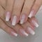SXVME French False Nails Coffin, 24 Pcs Acrylic Press On Nails Medium Short Ballerina Glossy Glue on Nails, Pink Ombre Glitter Sequins Full Cover, Kit