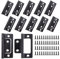 12 Pcs 2 Inch Bifold Door Hinges, No Mortise Flush Hinges, Bearing Mute, Silent Door Hinges for Wooden Doors, Cabinets, Windows, and Furniture, Black