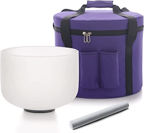 HYE-EUN 8 inch G Note 432Hz Throat Chakra Crystal Singing Bowl with Carrying Case Meditation Sound