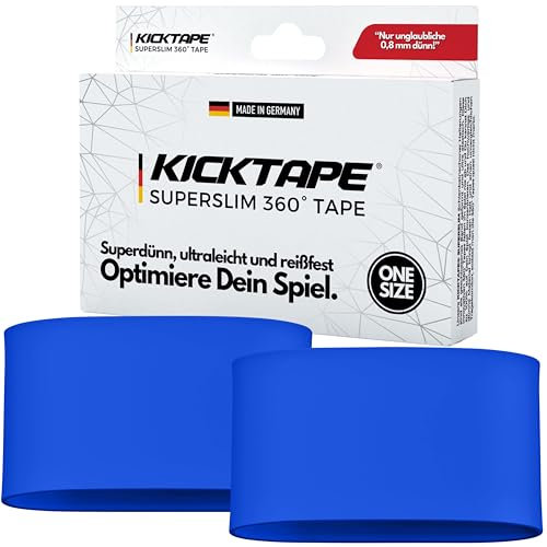 KICKTAPE® Super Slim Schienbeinschonerhalter - Reißfest aus schonendem Silikon für Schienbeinschoner Fußball Herren, Damen & Kinder, rutschfest & abwaschbar, Football, shin Guard Holder (Blau)