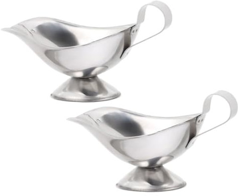 COLLBATH 2 Piezas Bote De Jugo De Acero Inoxidable Salsera Grande Moderno Servir Platos Para Comida Caliente Platos Para Servir Jarras De Salsa Para Servir Bochas Plata Acero Inoxidable 201