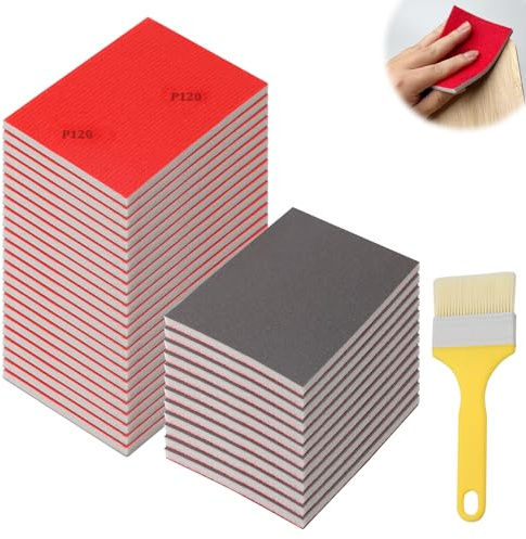 Hexizexi 36 Pièces Éponges à Poncer Grains P240 Papier Poncage Papier Abrasif Sec et Humide Flexibles Eponge Abrasive Convient pour Bois métal Peinture maquettes Meubles
