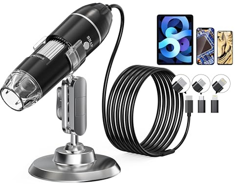 KEEMIKA Usb-digitalmikroskop Mit Ständer, Stabiler, 50-X-1600-Fache Vergrößerung, Handheld, 1440P HD 8 LED-Leuchten, Tragbares Taschenmikroskop, Kompatibel Ios- Und Android-Geräten, 2MP Lupe