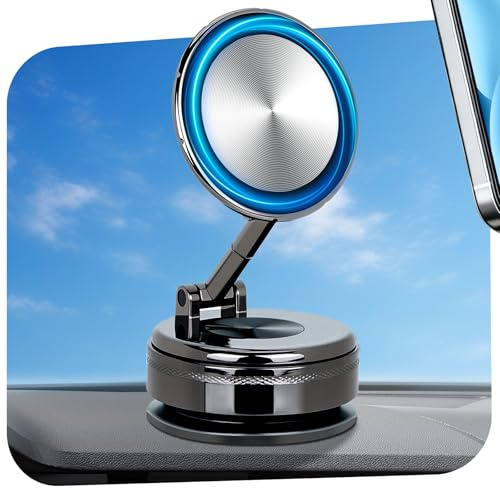 VEELANEU Handyhalterung Auto Magnet mit Saugnapf, 360° Drehbare Vakuum Faltbarer Handyhalter für Magsafe, 2800gf Stärkster Magnetische Handyhalter für Alle Handys mit Magsafe