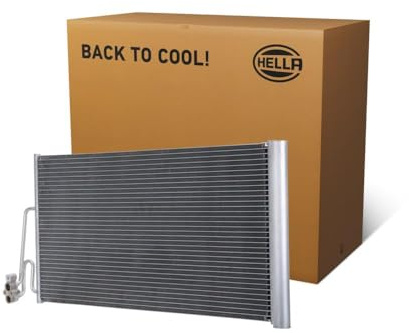HELLA 8FC 366 221-031 Kondensator, Klimaanlage - Kühlrohre parallel | Aluminium - mit Trockner
