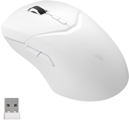 Rapoo VT9Pro Ratón Gaming Inalámbrico, Sensor Paw 3398, 26000 dpi, 1 ms Respuesta, Súper Ligero, hasta 160 Horas de Batería, 10 Botones Programables, Memoría Integrada, Blanco
