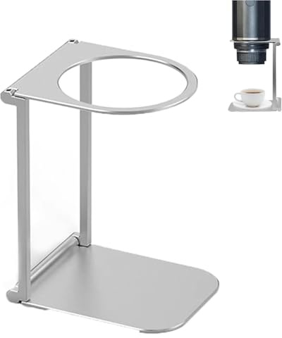 HARY Soporte universal para cafetera, soporte plegable portátil para máquina de espresso, soporte de aluminio para cafetera, compatible con la mayoría de mini cafeteras y de viaje, para oficina, hogar