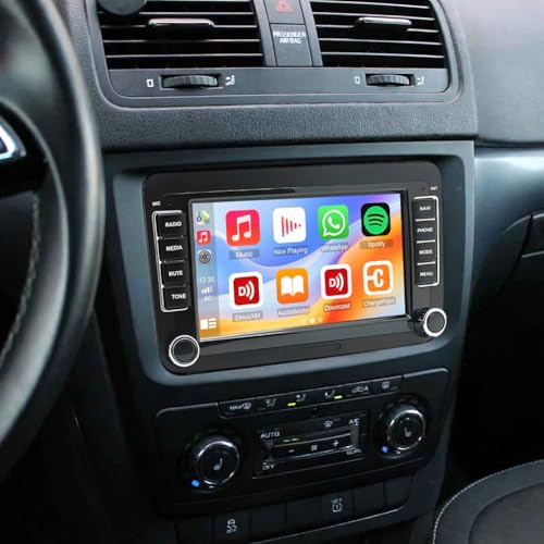 Android 14 2 DIN Autoradio Für Skoda Yeti 2013-2015 mit kabellosem Carplay und Android Auto Doppel Din Radio 7 Zoll HD Touchscreen mit GPS Navi WiFi Bluetooth RDS FM Radio SWC Mikrofon Rückfahrkamera