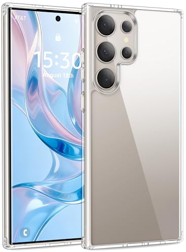 USLAI Case for Samsung Galaxy S24 Ultra, Anti-Yellowing, Clear | Anti-Yellowing, Scratch Resistant Hard Back, Shockproof & Military‑Grade Drop Protection