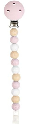 Nattou Silikon Schnullerkette - Schnullerclip aus BPA-freiem Silikon - Pacifier Holder - als Geschenk zur Babyshower - 21 cm - Multi Rosa