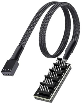 TUOKLNC PWM Hub ventola 1 a 5/6 vie 4 pin splitter manicotto cavo intrecciato per PC CPU ventola ventola ventola scheda madre adattatore 4-pin 3-pin (da 1 a 5 fan hub)