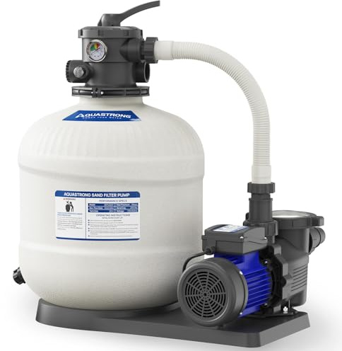 AQUASTRONG 20 Zoll Sandfilterpumpe für Aufstellpool mit Timer, 2 PS, 8917 GPH Poolpumpen oberirdisch für Pools bis 38000 GAL, Poolfilter mit 6-Wege-Ventil, verbesserte Zirkulation und Filtration