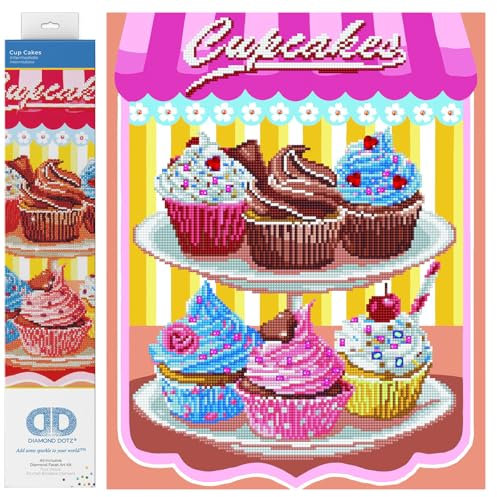 DIAMOND DOTZ Painting, Beginner Kit, Fabric, Cup Cakes, 40.6 x 50.8cm