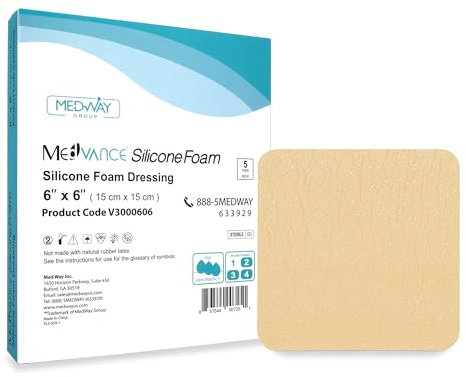 MedVanceTM Silicone - Pansement absorbant en mousse adhésive de silicone, 15 cm x 15 cm, boîte de 5 pansements
