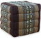 livasia Würfelkissen quadratisch - 40x40x40cm - Sitzhocker mit organischem Kapok, Sitzpouf, Lagerungswürfel viereckig, Bodenkissen Hocker Fußbank Fußhocker handgefertigt (Braun/Elefanten)