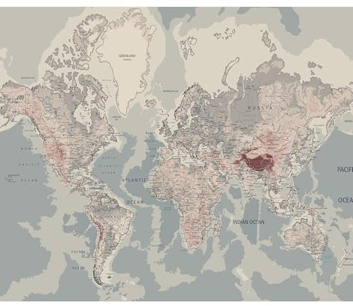 decomonkey Fototapete Weltkarte 100x70 cm XL Tapete Fototapeten Vlies Tapeten Vliestapete Wandtapete moderne Wandbild Wand Schlafzimmer Wohnzimmer Landkarte Welt Kontinent Vintage