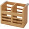 iDesign 43400 Storage for Work Surface, Cupboard or Dining Table, Small Bamboo Kitchen Utensil, Portable Cutlery Holder with 2 Compartments for Silverware, Beige, 16.5 cm x 6 cm x 13 cm