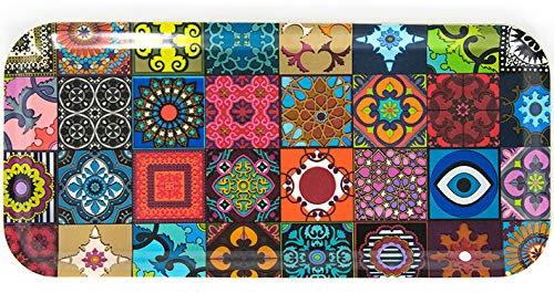 Images D'Orient Rectangular serving tray for coffee tea espresso in a patchwork design. Made of Birch Wood 32x15 cm