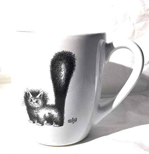 Editions Clouet - Mug en céramique - Chat Mignon - Couleur Noir et Blanc - 11x9cm