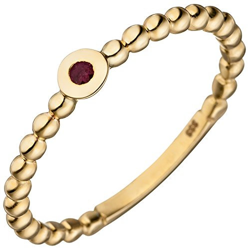 Jobo Damen-Ring Kugel-Ring aus 8 Karat 333 Gold mit Rubin Größe 58