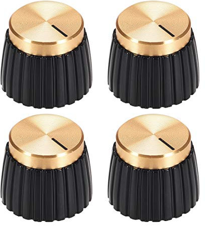 uxcell 4pcs Potentiometer Knob Marshall Style Amplifier Replacement Knob Black with Gold Cap Volume Control Knob