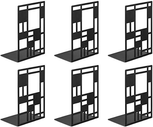 INNOPLUS Buchstütze, Buchstützen Metall, Buchstütze schwarz 3 Paar, Buchständer, Bookends, Buchstützen, Book Holder CD Kinder Metall, Bücher Halter für Regal