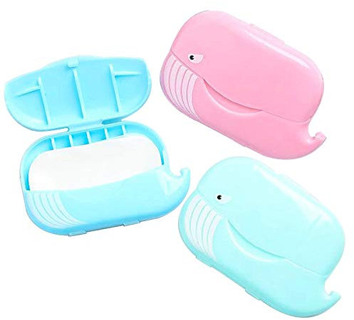 sylbx Seife Papier Seifenblätter, 3 Boxen Einweg Papier Seife Mini Tragbar Paper Soap mit Kunststoffbox für Unterwegs Outdoor Reisen Camp, 50 Stück Seifenblättchen/Jede Boxen