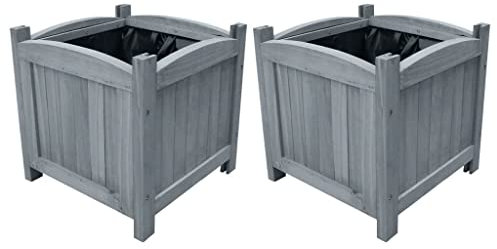 vidaXL 2X Tannenholz Massiv Garten Hochbeet Blumenkasten Pflanzkasten Pflanzbeet Gemüsebeet Pflanzkübel Blumenkübel Blumenbeet 30x30x30cm