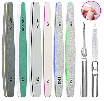 Nail Files 8 Pcs Professional Nail File and Buffer Block Set Manicure Nail Art Tools Double-sided Emery Board for Nail Trimming Grinding Polishing Shining