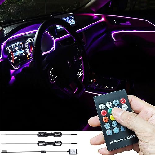 TABEN Auto Innenraum Umgebungsbeleuchtungs Kits 3 Meter Fiber Optic RGB Multicolor Musik-Sync-Rhythmus Sound Active-Funktion und drahtlose RF-Fernbedienung 12V mit Zigarettenanzünder