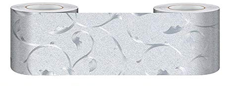 Dostear Bordi Greche Pannelli Adesivi Bordo Adesivo per Pareti Striscia Adesiva Muro Decorativa Greca Adesiva per Parete vite d'argento 5 X 500cm