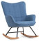 byLIVING Schaukelstuhl Richie/gepolsterter Relax-Sessel/Webstoff blau mit Steppung/Metall-Gestell matt schwarz/Kufen aus Buche/Wippstuhl/Schwingsessel/B 72, H 92, T 92 cm
