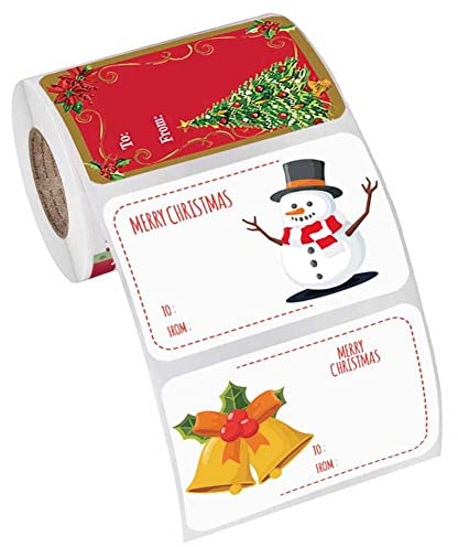 Étiquettes de cadeaux autocollantes, étiquettes de Noël pour cadeaux 250 pièces, autocollants autoadhésifs pour emballage cadeau, étiquettes pour sacs cadeaux, cartes, enveloppes, décorations pour
