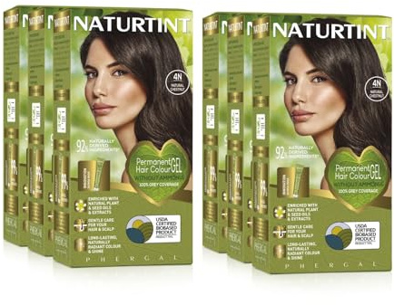 NATURTINT (SIX PACK) Naturtint Permanent Hair Colour 4N Natural Chestnut | Ammonia Free | Vegan | 100% Grey Coverage | Long Lasting Results