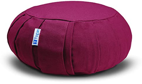 Yogan Klassisches Yogakissen | Buchweizenschalen | Bio-Baumwolle | abnehmbarer und waschbarer Bezug (Burgunderrot)
